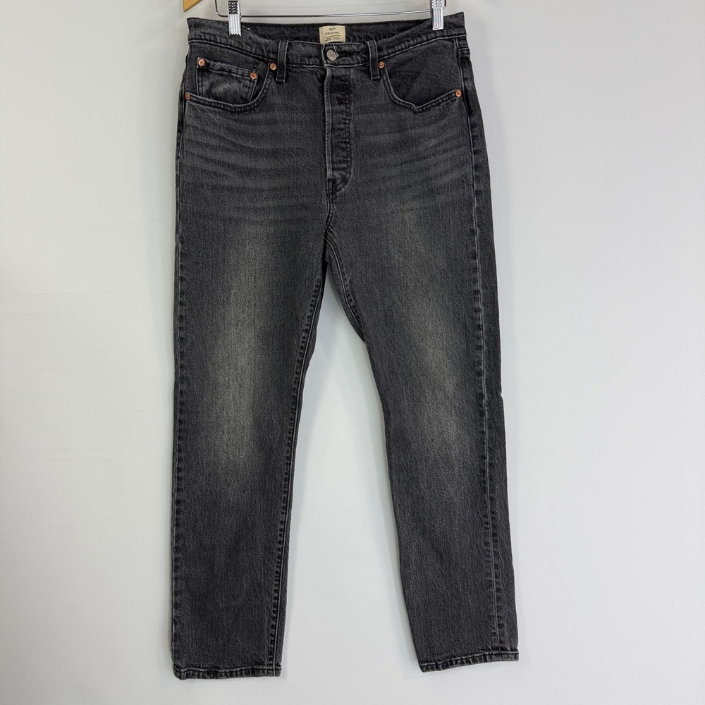 Levis 501 Original Premium Jeans Women 32 Washed Black Straight Leg 12501-0604